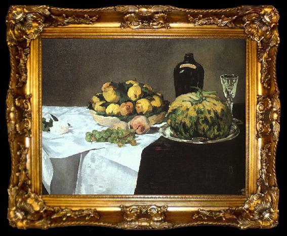 framed  Edouard Manet Still Life with Melon and Peaches, ta009-2